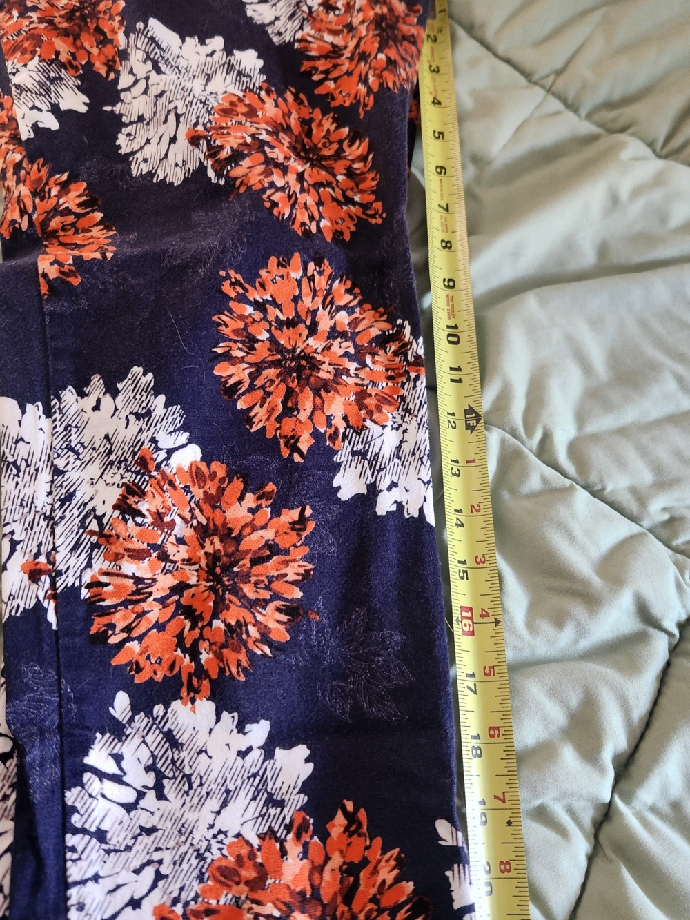 Navy Floral Print Capris with Coral & White Blooms - Picture 10 of 10